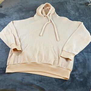 Soft Serve Cloud Cotton Hoodie Mens Medium Light Tan Sherpa Fleece Pullover